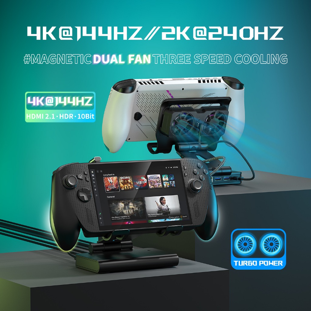 X BOX Ally X 4K144Hz ฐาน ROG มือถือพัดลมคู่ Cooling NS2 Docking Station พัดลมแม่เหล็ก