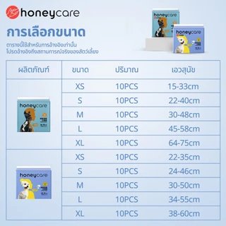 Honeycare Odor Control Deodorization Pet Diaper Male Wrap And Female Diaper- Size XS-XL (10 ชิ้น)