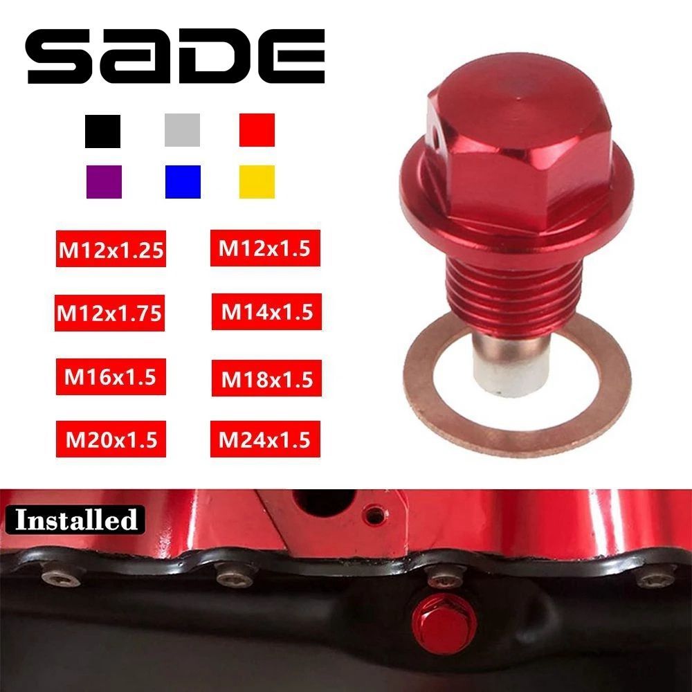 SADE Full ขนาดแม่เหล็กท่อระบายน้ําน้ํามันปลั๊ก M12 M14 M16 M18 M20 อลูมิเนียมเกียร์น้ํามัน Sump เปลี่ยน