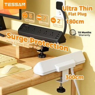 TESSAN Desk Clamp Power Strip, 2100J Surge Protection, Multi AC with PD20W USB C, Extension Cord