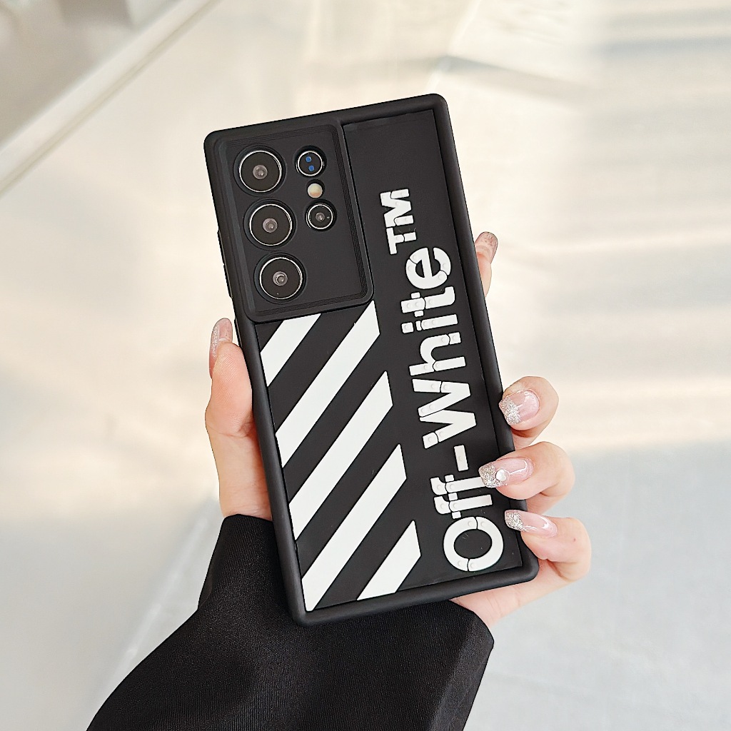 แฟชั่น 3D ขาว - ดำ ลายทาง เคส Samsung Galaxy S26 Ultra S25 FE S25 Ultra S25 Plus S25 S24FE S24 Ultra