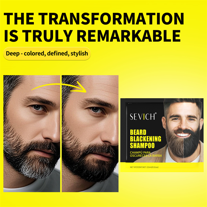 SEVICHแชมพูสระผมเคราสมุนไพรธรรมชาติสีดํา 5 นาที 15 มล. 5 ชิ้น