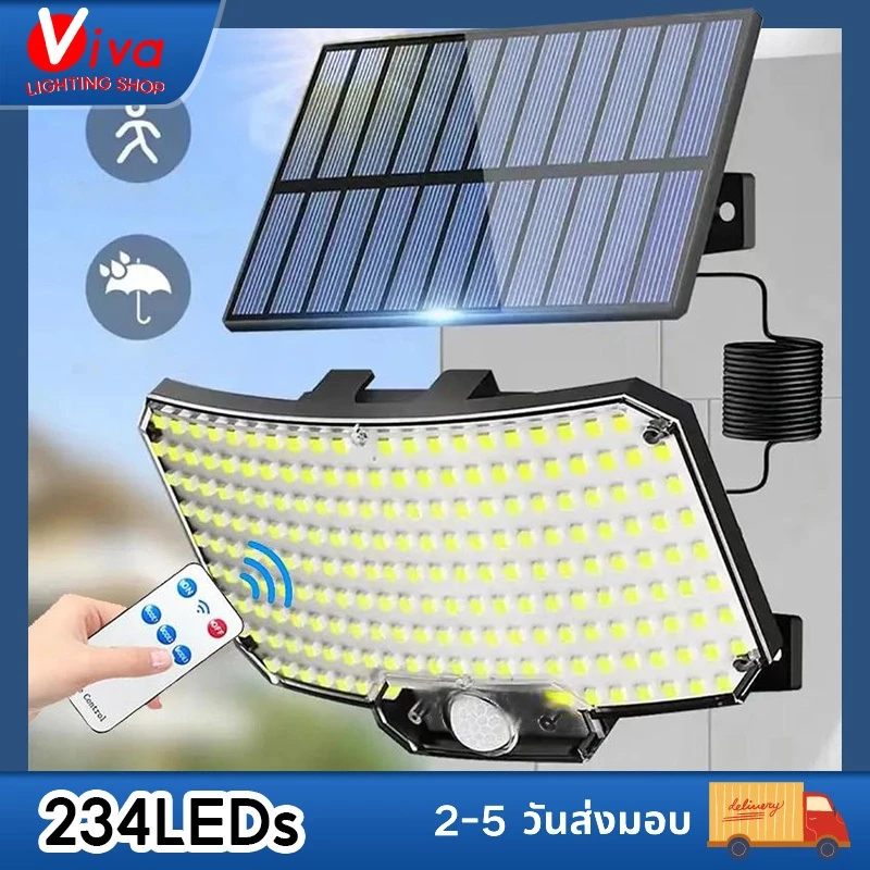 โคมไฟติดผนังพลังงานแสงอาทิตย์ 324 LEDs การควบคุมระยะไกลร่างกายมนุษย์เหนี่ยวนำโคมไฟติดผนัง ไฟสนามกันน้ำสำหรับบ้าน แสงสีขาว