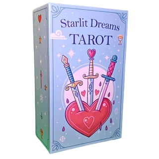 ชุดไพ่ทาโรต์ Starlit Dreams 78 ชิ้น 13x8 ซม. รวมการ์ด Oracle เริ่มต้นและคําแนะนํากระดาษ, แฟนตาซีงานศิลปะการ์ดเกม