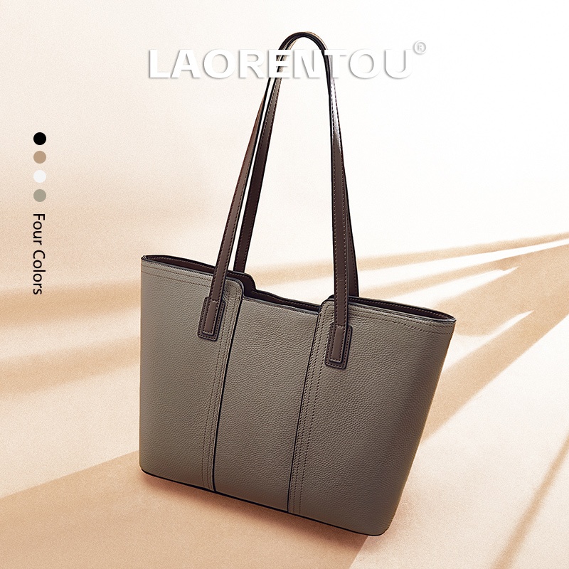 กระเป๋า tote หนังแท้สำหรับสตรี | ความจุมาก | ใส่ได้ทั้ง A4 และ iPad | เหมาะสำหรับการทำงานและการใช้งานประจำวัน