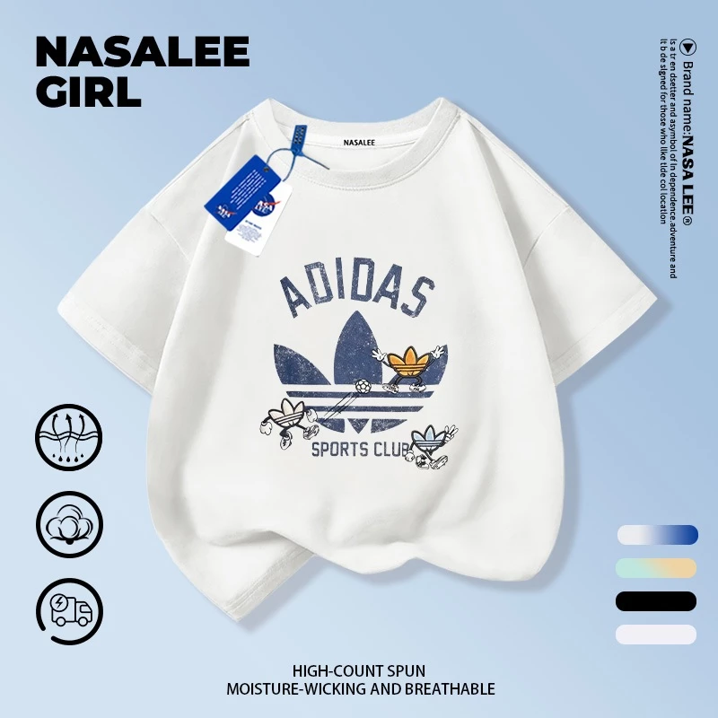【จัดส่งวันเดียวกัน】เสื้อยืดผ้าฝ้ายสีขาวเด็ก NASA สบาย ทรงใบไม้ลวดลายทันสมัย แฟชั่น สำหรับเด็กชายหญิงอายุ 3-16 ขวบ ของขวัญวันเด็กแขนสั้น