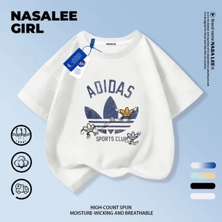 【จัดส่งวันเดียวกัน】เสื้อยืดผ้าฝ้ายสีขาวเด็ก NASA สบาย ทรงใบไม้ลวดลายทันสมัย แฟชั่น สำหรับเด็กชายหญิงอายุ 3-16 ขวบ ของขวัญวันเด็กแขนสั้น
