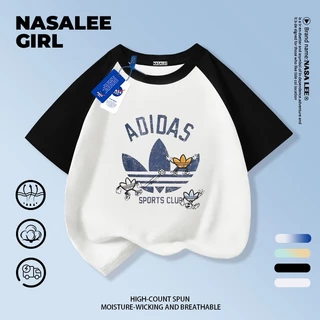 【จัดส่งวันเดียวกัน】เสื้อยืดผ้าฝ้ายสีขาวเด็ก NASA สบาย ทรงใบไม้ลวดลายทันสมัย แฟชั่น สำหรับเด็กชายหญิงอายุ 3-16 ขวบ ของขวัญวันเด็กแขนสั้น