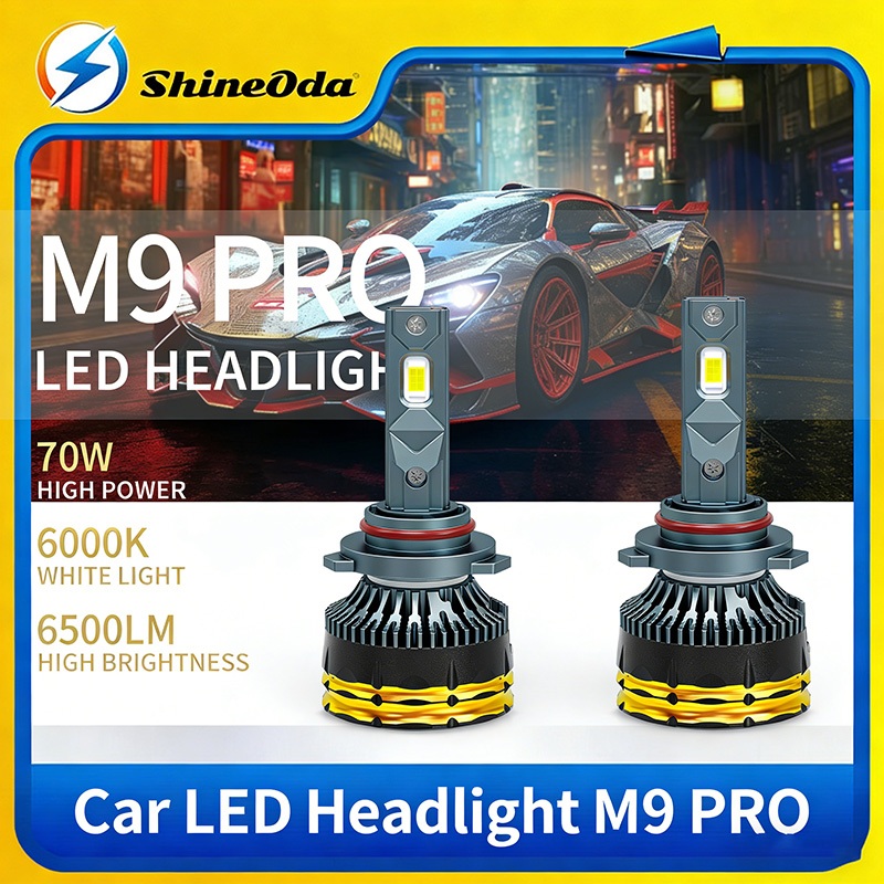 ShineOda 2PCS รถ H4 LED ไฟหน้า H1 H3 H7 H11 Spotlight Canbus ไม่มีข้อผิดพลาด 140W 13000LM Light 9005 9006 Auto Turbo หมอกโคมไฟ M9 PRO MAX