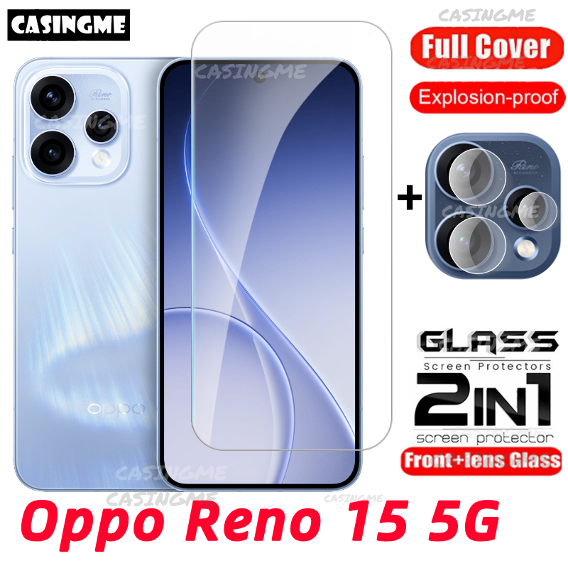 2 in 1 ป้องกันหน้าจอสําหรับ Oppo Reno 15 5G 8Pro Reno 7 4G 8 Pro 7Z Reno7 ZF 5G คลุมทั้งหมดกระจกนิรภัยด้านหน้าฟิล์มกลับเลนส์