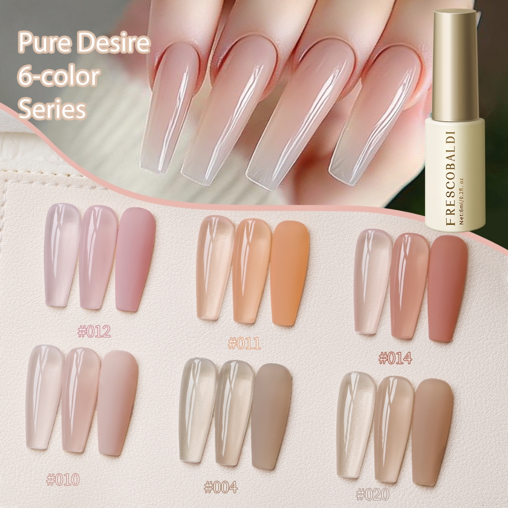 FRESCOBALDI 6ml ใหม่แฟชั่นNudeสีชมพูเจลยาทาเล็บเหมาะสําหรับร้านทําเล็บและบ้านDIY