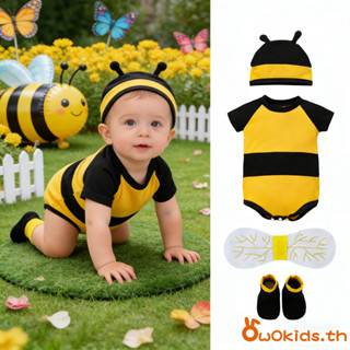 【ส่งจากไทย】​ชุดผึ้งทารกแรกเกิดแขนสั้น Honeybee Romper + หมวก…