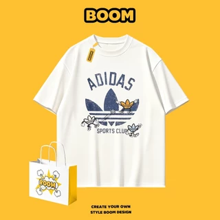 BOOM เสื้อยืดคอกลม ใส่ได้ทั้งชายและหญิง ผลิตจากผ้าคอตตอน 100% Oversize ระบายอากาศดี เหมาะสำหรับเยาวชน