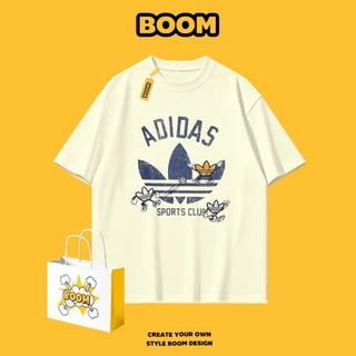 BOOM เสื้อยืดคอกลม ใส่ได้ทั้งชายและหญิง ผลิตจากผ้าคอตตอน 100% Oversize ระบายอากาศดี เหมาะสำหรับเยาวชน