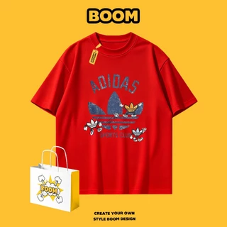 BOOM เสื้อยืดคอกลม ใส่ได้ทั้งชายและหญิง ผลิตจากผ้าคอตตอน 100% Oversize ระบายอากาศดี เหมาะสำหรับเยาวชน