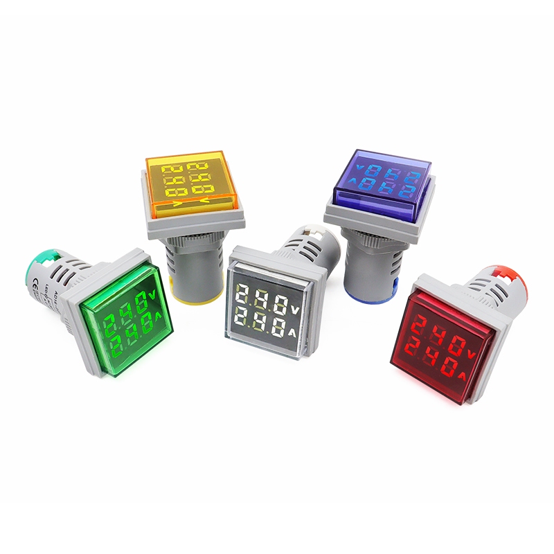 มินิดิจิตอลโวลต์มิเตอร์แอมป์มิเตอร์ 22 มม.AC 20 ~ 500V 0 ~ 100A Amp โวลต์เครื่องทดสอบแรงดันไฟฟ้า Dual LED ไฟแสดงสถานะโคมไฟนักบินจอแสดงผล