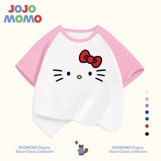 เสื้อยืดเด็ก แขนสั้นแบบ Raglan ส่งภายใน 24 ชม. ลาย Hello Kitty ผ้าฝ้าย ใส่สบาย ของขวัญวันเด็ก