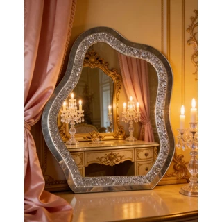 HD กระจกอะคริลิคสติ๊กเกอร์ติดผนังกระจก Self Aesthetic mirror DIY รอบ/รูปไข่/กระจกสะท้อนแสงแต่งหน้าตกแต่ง