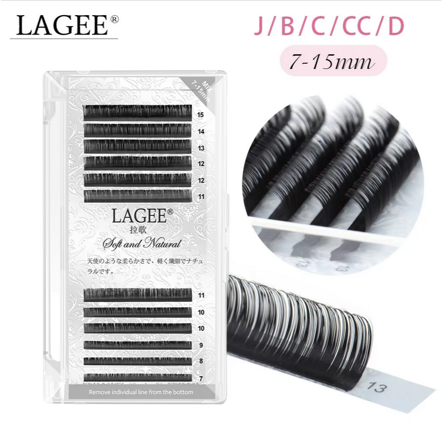 LAGEE แต่ละ Lashes 7-15 มม.Faux Mink 12 เส้น Soft Band Premium Eyelash Extensions ผสมความยาว 8-15 มม.ขนตา Mega Volume ธรรมชาติดูจาก NAGARAKU