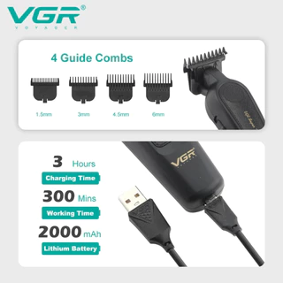 เครื่องตัดผม VGR รุ่น V-197 & 995 ชุดสองชิ้นระดับไฮเอนด์ ตัวเครื่องทำจากหนังโลหะ เครื่องตัดไฟฟ้า LED แสดงผลดิจิตอล และการทำหัวมัน