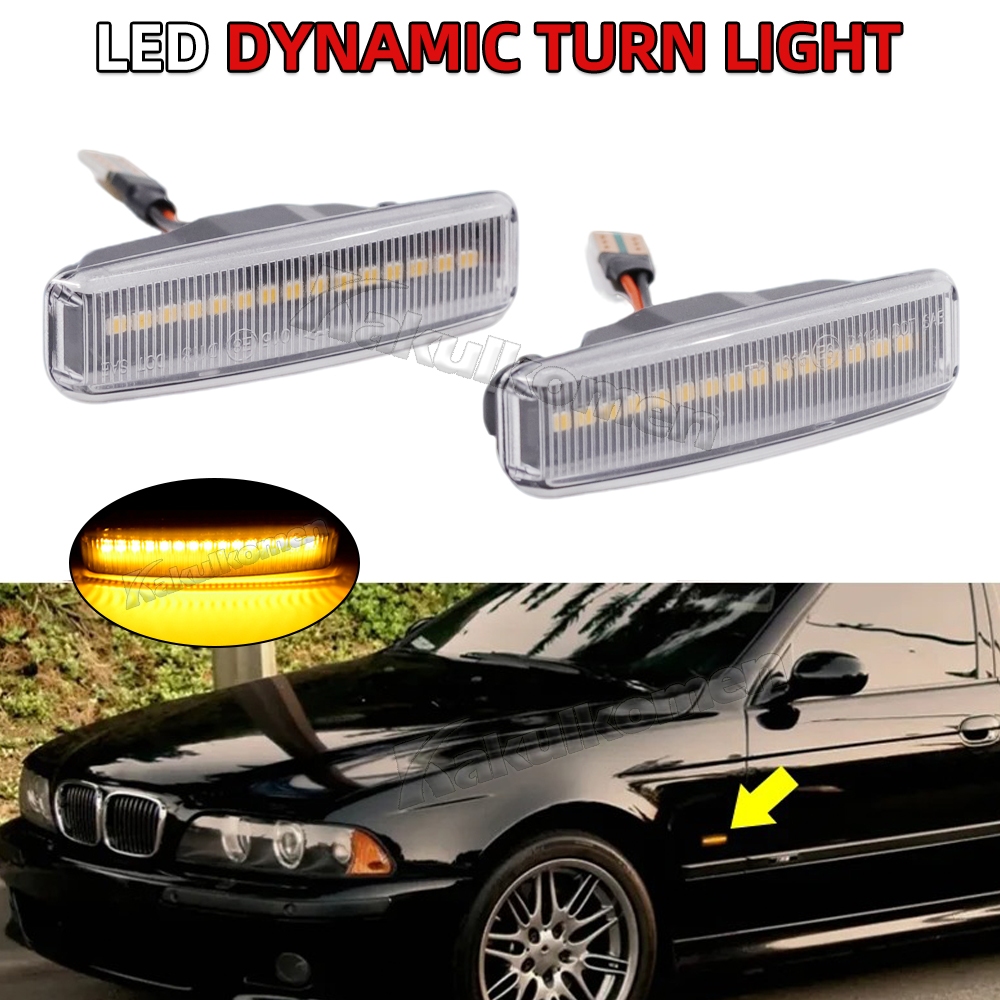 2 ชิ้น OEM# BM2570108 ไฟ LED Side Marker เลนส์รมควันสําหรับ BMW 5 Series E39 525i 528i 530i 540i M5 