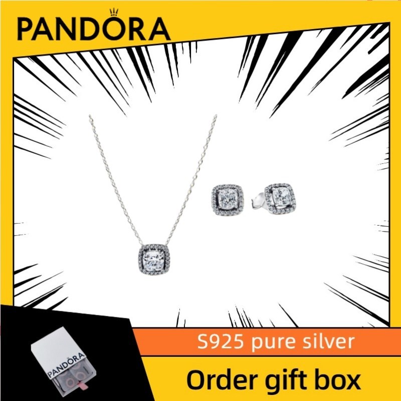 ชุดของขวัญพันโดรา Pandora แบบใหม่ สร้อยคอและกำไลเงินบริสุทธิ์ S925 เพอร์เฟกต์ให้เป็นของขวัญ PSG2513