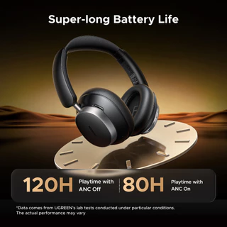 UGREEN หูฟังครอบหู Studio Pro ตัดเสียงรบกวน 48dB ANC หูฟังไร้สาย Over Ear หูฟังบลูทูธ LDAC เวลาเล่น 120 ชม. พลังเสียง Hi-Res ความละเอียดสูง