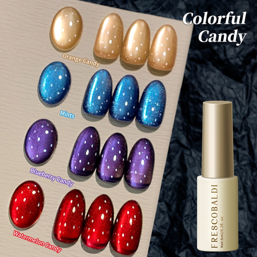 FRESCOBALDI สไตล์ใหม่ Super Bright แตงโม Red Cat Eye Gel ชุดยาทาเล็บแฟชั่นติดทนนานเหมาะสําหรับร้านทําเล็บ