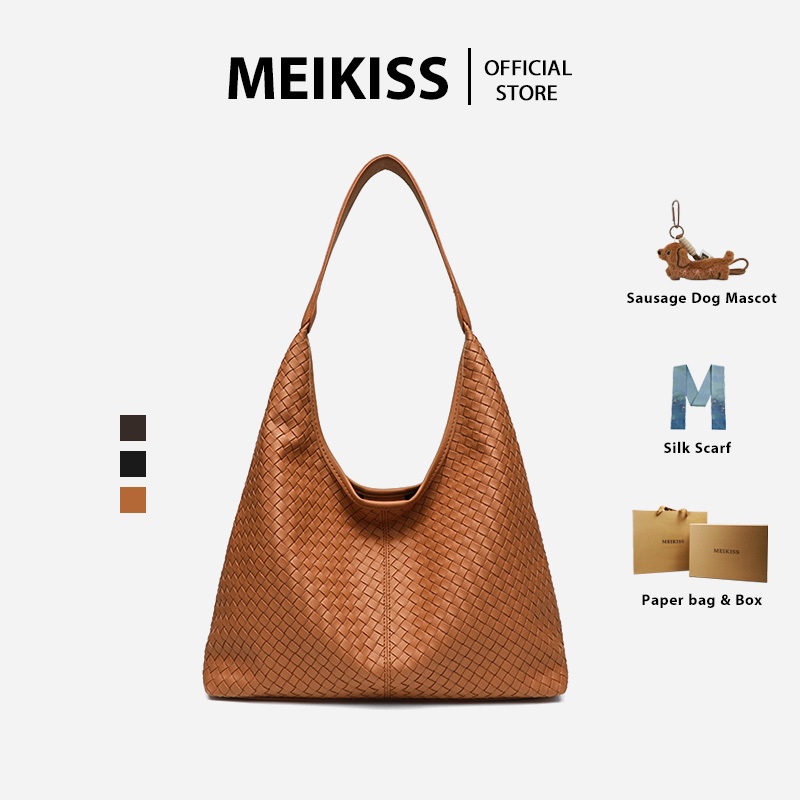 MEIKISS กระเป๋า Hobo สะพายหลบไหล่ ความจุขนาดใหญ่ เหมาะสำหรับการทำงานประจำวัน