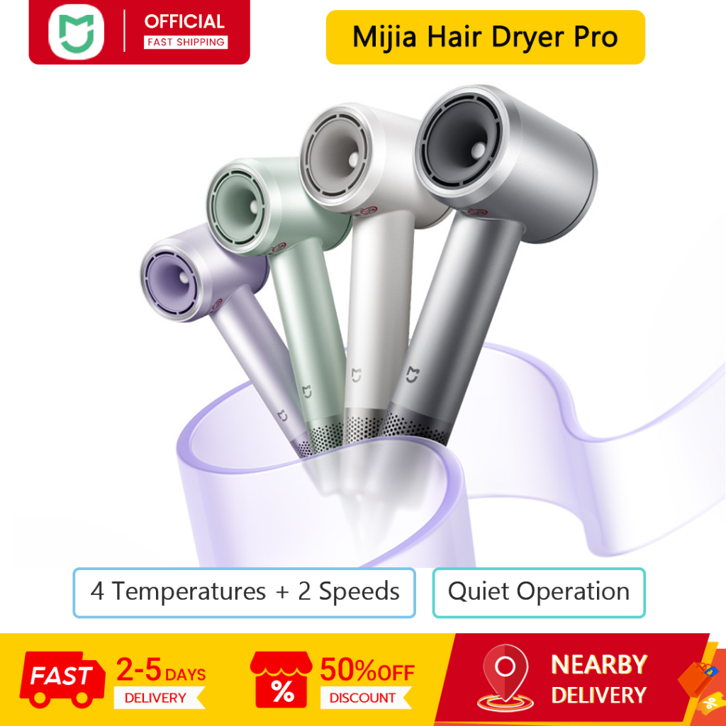 Xiaomi Mijia เครื่องเป่าผมความเร็วสูง Pro, 50°ค คงที่อุณหภูมิ 30‐วินาทีแห้งเร็วการดูแลไอออนลบ