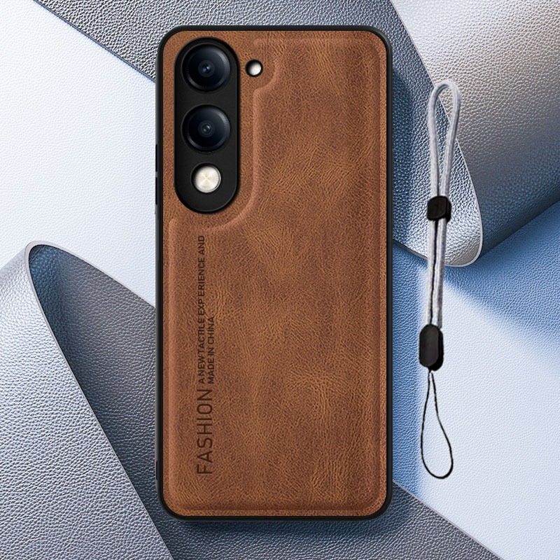 สําหรับเคสหนังธุรกิจแฟชั่น VIVO Y04s พร้อมเชือกคล้องโทรศัพท์มือถือแบบปรับได้