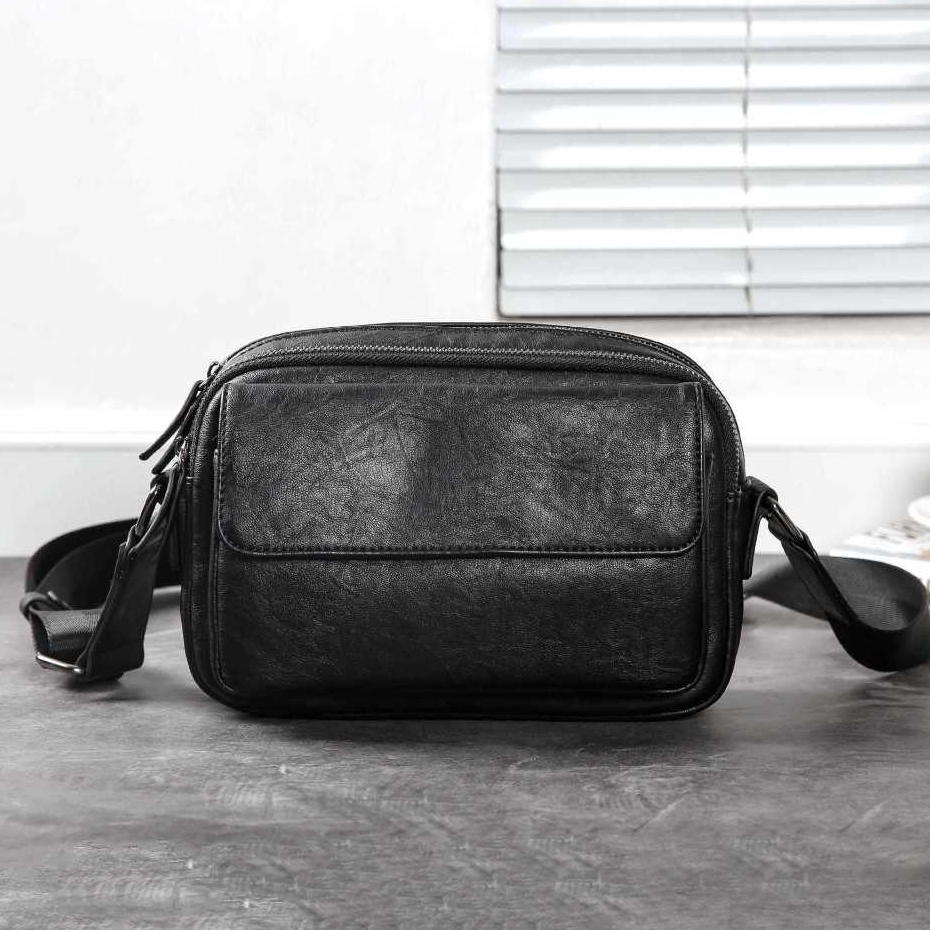 Cool Mens Crossbody Bags Korean Style Man Bag Leather Male Shoulder Bags Fashion Messenger Bag
