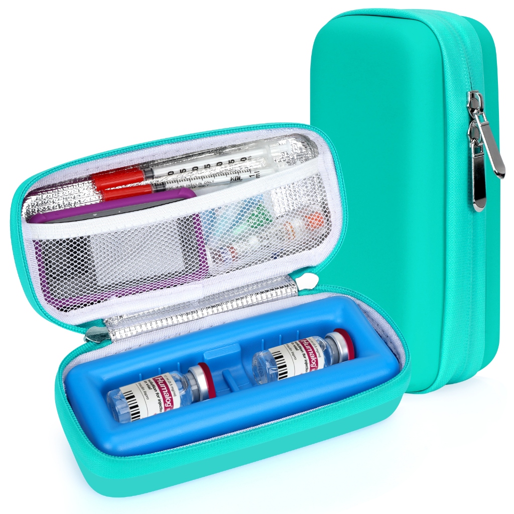 Insulin Vial Cooler Travel Case - TSA ได้รับการอนุมัติโรคเบาหวานกระเป๋าถือเก็บยา Cool, Diabetic Medicine Organizer ขวดเล็กป้องกัน