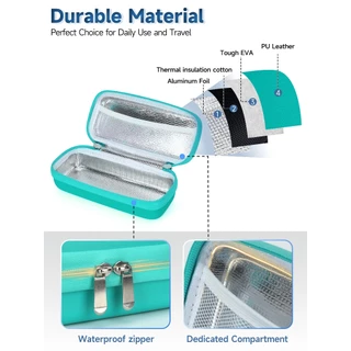 Insulin Vial Cooler Travel Case - TSA ได้รับการอนุมัติโรคเบาหวานกระเป๋าถือเก็บยา Cool, Diabetic Medicine Organizer ขวดเล็กป้องกัน