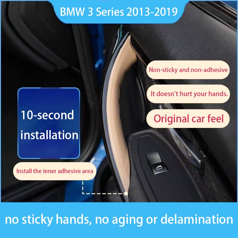 BMW F30 มือจับประตูดึงด้านในฝาครอบป้องกันคาร์บอนไฟเบอร์สีดําประตูรถสําหรับ BMW 3 Series 2013-2019
