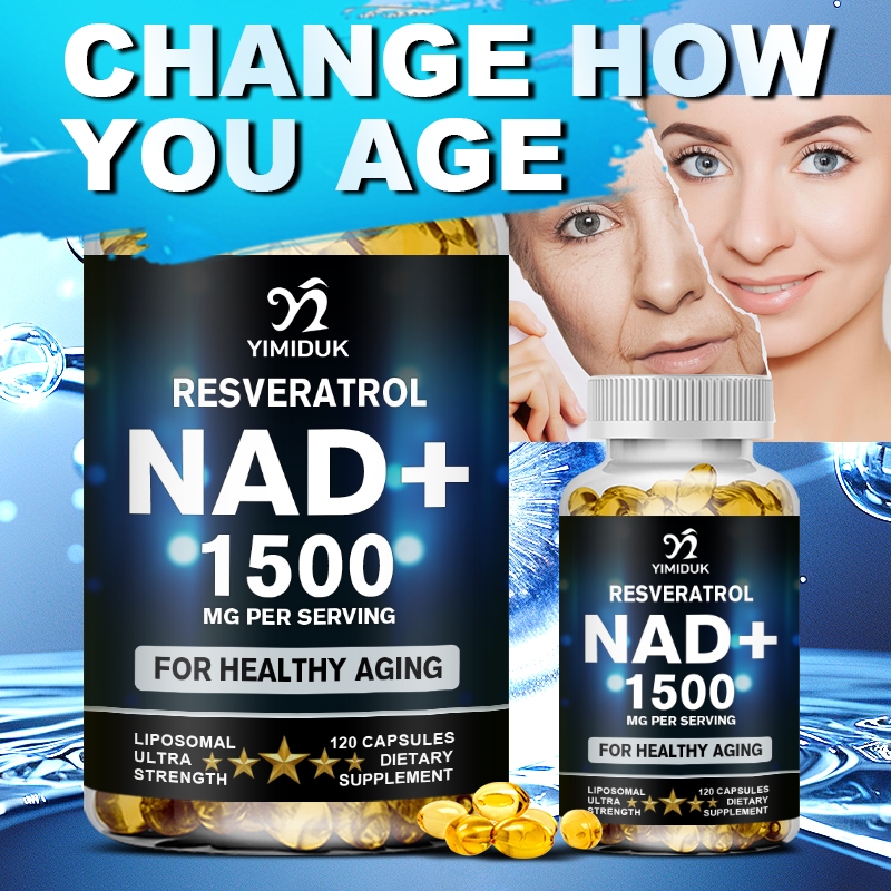 NAD อาหารเสริม 1500 Mg - พร้อม Resveratrol, สารต้านอนุมูลอิสระ Aging Defense, Boost Energy, Sopport Brain & Heart Health, 120 แคปซูล