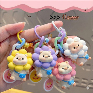 พวงกุญแจหมูการ์ตูน3D ตะขอก้ามปู ดาว5แฉก น่ารัก ไซส์เล็ก สำหร…