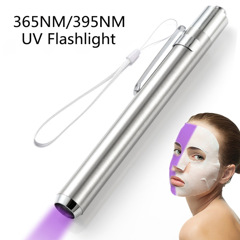 ไฟฉาย LED UV 395nm/365nm ไฟฉายขนาดเล็กอัลตราไวโอเลตสําหรับเงินสดเครื่องตรวจจับผลิตภัณฑ์ทางการแพทย์หย