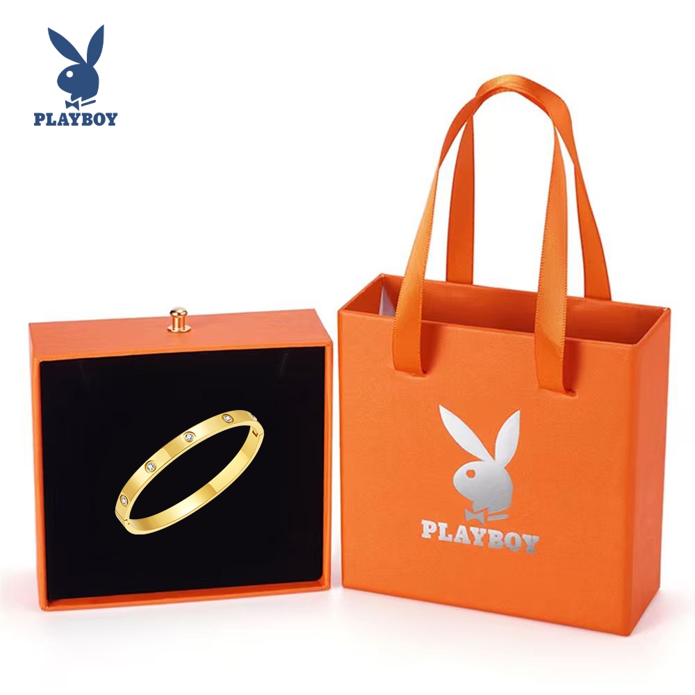 PLAYBOY bracelet  สร้อยข้อมือสำหรับผู้หญิง เพลย์บอย สไตล์หรู สามารถปรับไซส์ได้ เป็นของขวัญโรแมนติก มาในกล่องบรรจุภัณฑ์สวยงาม GH1046