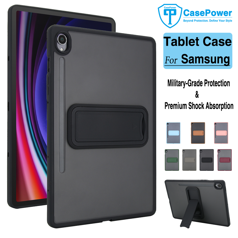 CasePower TPU + PC แท็บเล็ต Samsung สําหรับ Samsung Galaxy TAB S11 S10 S9 SE A8 A7 A9 A11 Plus S6 Lite กรณี | ป้องกันการกระแทกและกันฝุ่นพร้อมขาตั้งที่ซ่อนอยู่