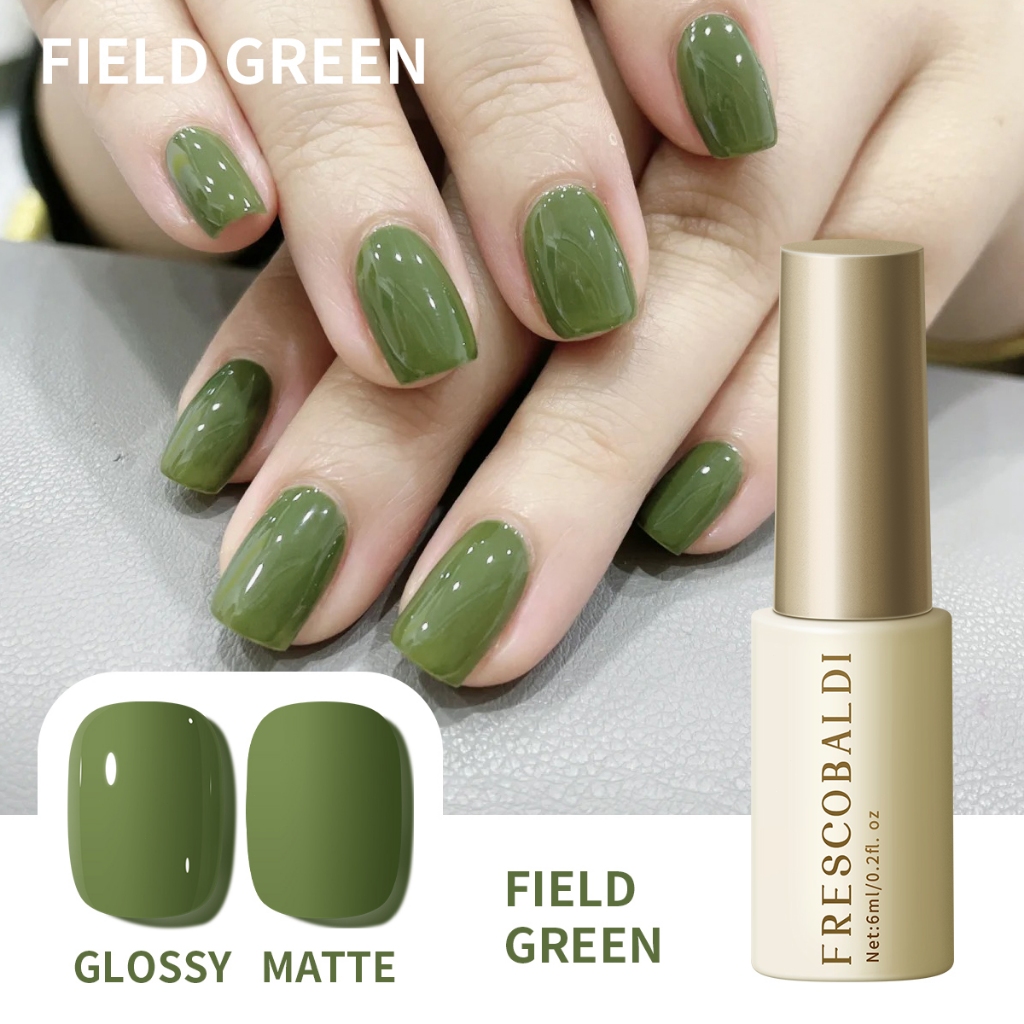 FRESCOBALDI 6ml-ยาทาเล็บเจลสีเขียว Field Green เม็ดสีแน่น เหมาะสำหรับทั้งร้านเสริมสวยและทำเองที่บ้าน