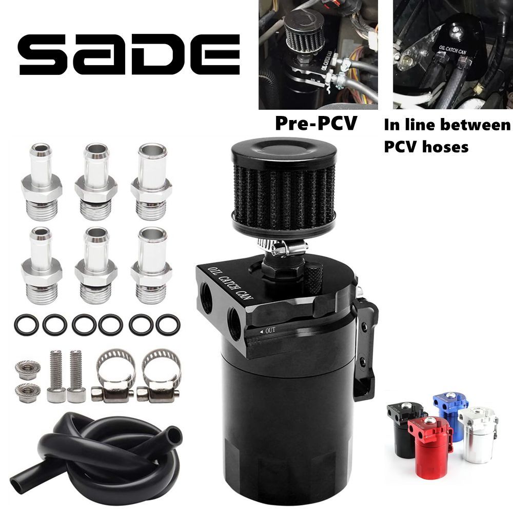 SADE Universal Baffled น้ํามันจับสามารถอ่างเก็บน้ําถังอลูมิเนียมพร้อมตัวกรอง Breather OCC-1020A
