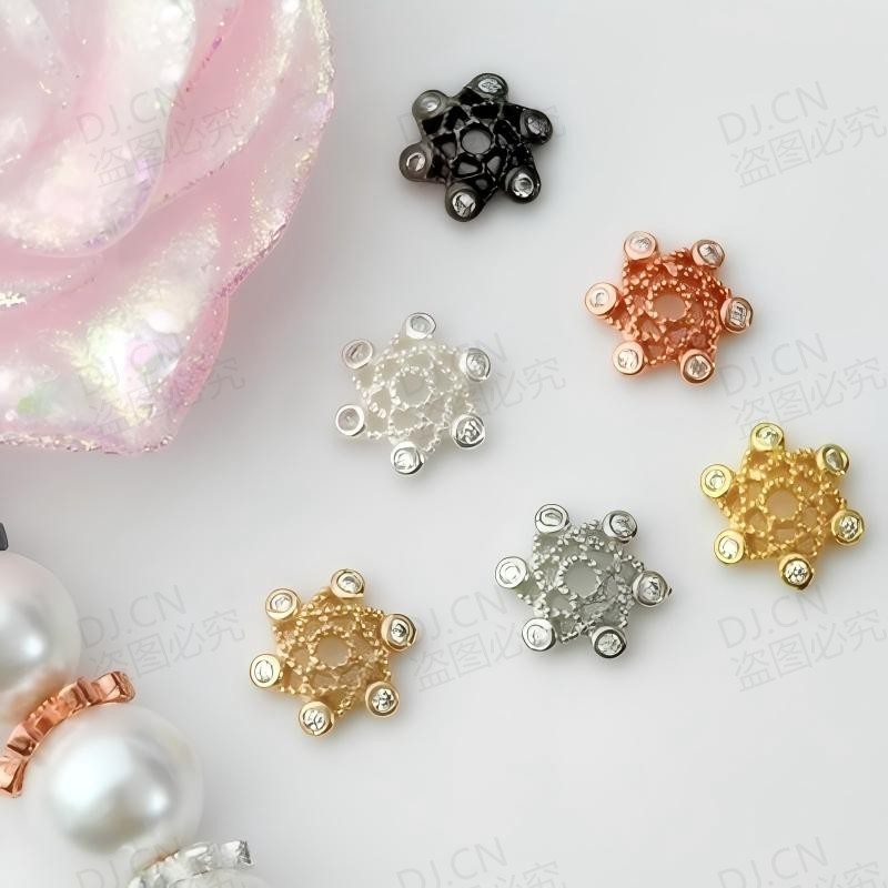 ADJ0048 [Monochrome รับฟรี 1 ชิ้นกว่า 5 ชิ้น] 14K Gold สี Retention Micro-Inlaid Zircon Receptacle H