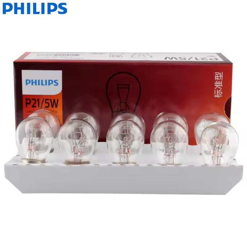Philips รถบรรทุก 24V มาตรฐาน P21/5W S25 21/5W 13499CP BAY15d ไฟเลี้ยวด้านหลังหลอดไฟหยุดแพ็ค 10
