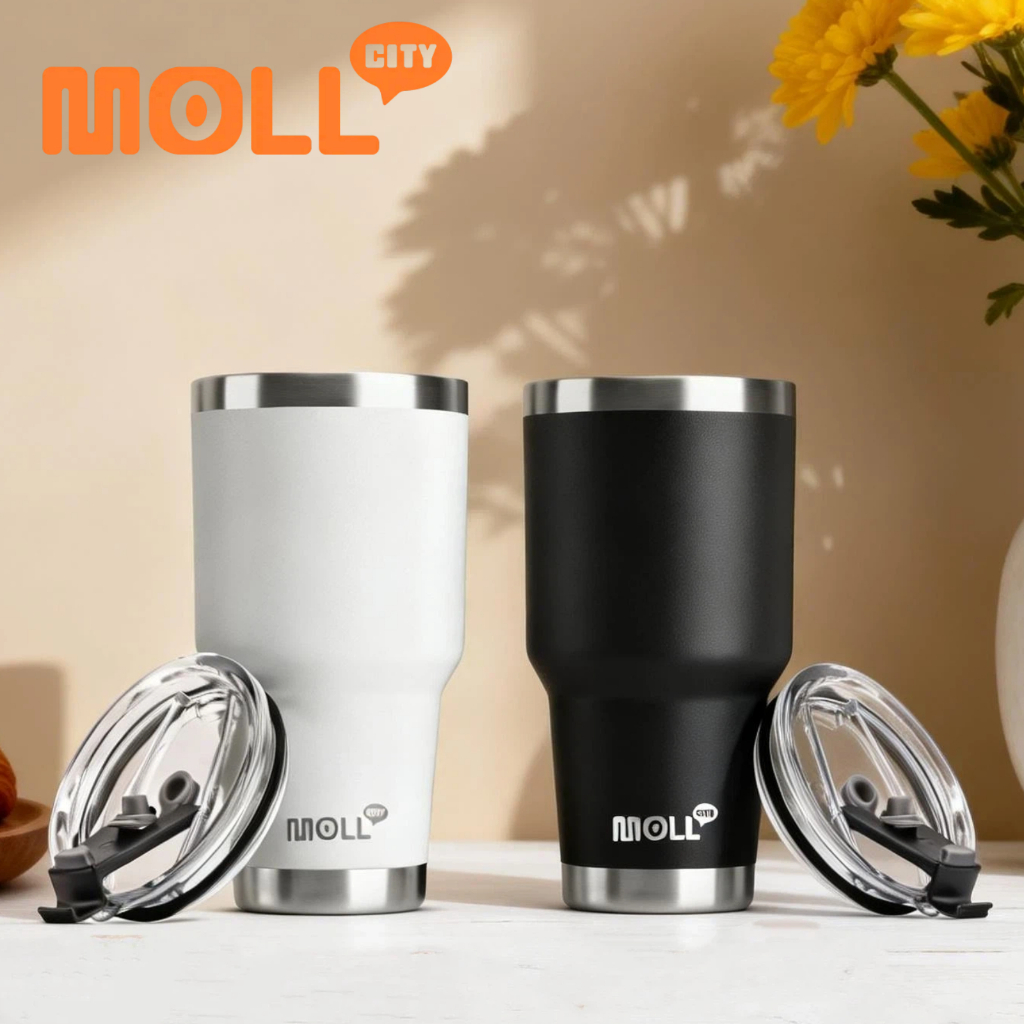 Mollcity Tumbler 30oz (850ml) , แก้วกาแฟเก็บความร้อน, กระติกน้ําสูญญากาศสแตนเลส, เก็บความเย็นตลอดวัน