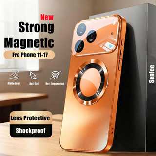 Magnetic Hard case สําหรับ iPhone 15 PRO MAX 16 PRO MAX 14 13 12 PRO 17 PRO MAX Anti drop พร้อมเลนส์กล้องป้องกันชาร์จไร้สาย Matte ปลอกกันกระแทก