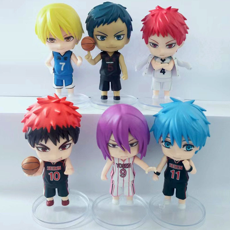 6 ชิ้น 10 ซม.การ์ตูน Kurokos บาสเกตบอล Tetsuya Kagami Miniature Action Figures ของเล่นเค้กรถภายในเดสก์ท็อปเครื่องประดับอุปกรณ์เสริม