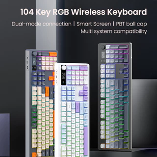 Xunfox คีย์บอร์ดไร้สาย RGB TK100 2.4GHz+บลูทูธ ออกแบบ 104 ปุ่ม Wireless Keyboard คีย์บอร์ดเกมมิ่ง คีย์บอร์ดไฟส่องสว่าง