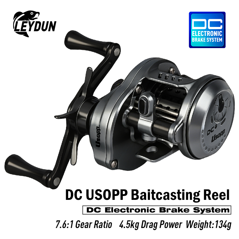 LEYDUN DC USOPP รอกตกปลา 7.6:1 134g คาร์บอนไมโครลาก 4.5KG Baitcasting Reel ใหม่