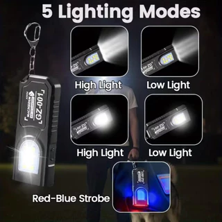 [🇹🇭⚡12hจัดส่ง] 3 ชิ้นที่มีประสิทธิภาพ Mini COB LED พวงกุญแจไฟฉาย USB C ชาร์จแขวนทํางานกันน้ําพวงกุญแจ Camping เดินโคมไฟกระเป๋า